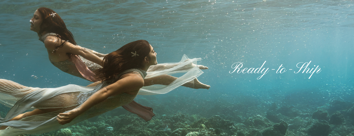 white mermaid-style swimwear