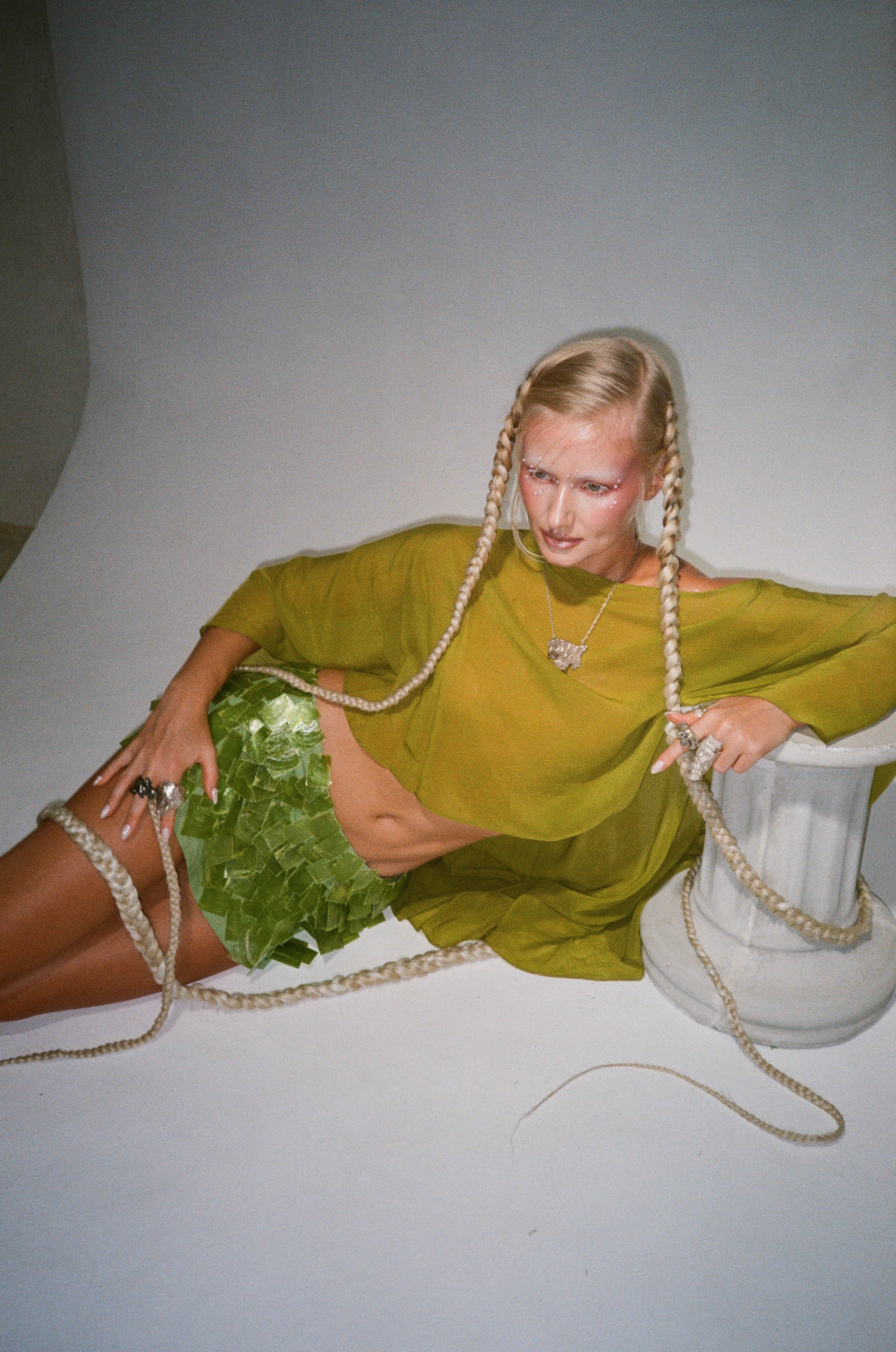 Sirena Verde Silk Chiffon Cape
