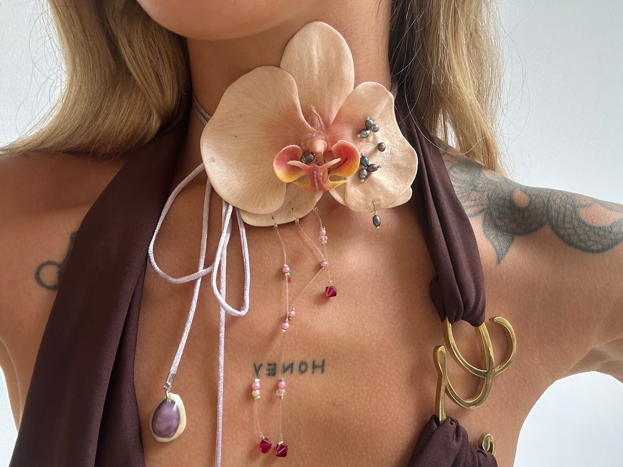 Orchids Delight Genuine Pearl Necklaces