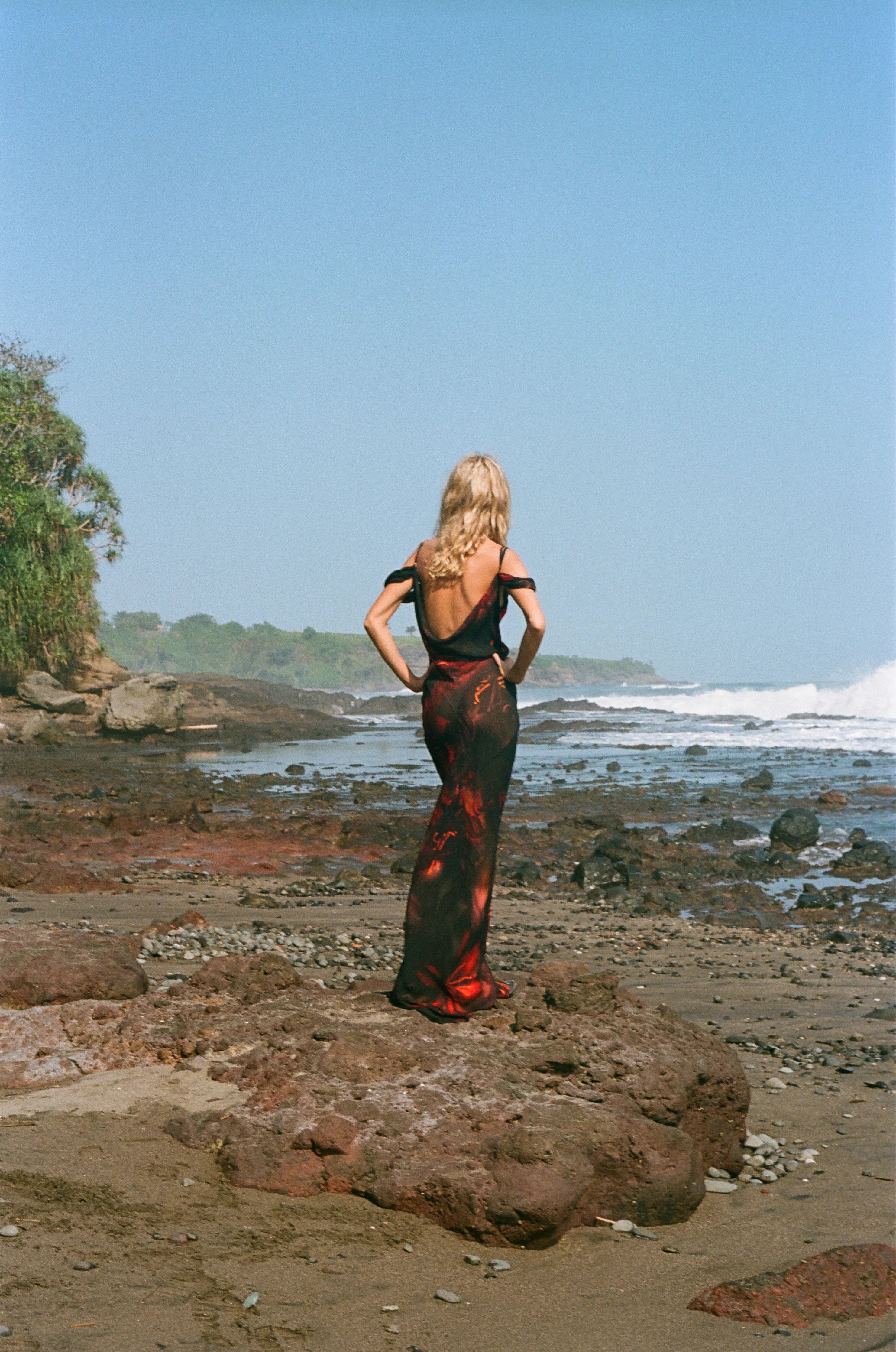 Red Lily Of The Valley Silk Dress