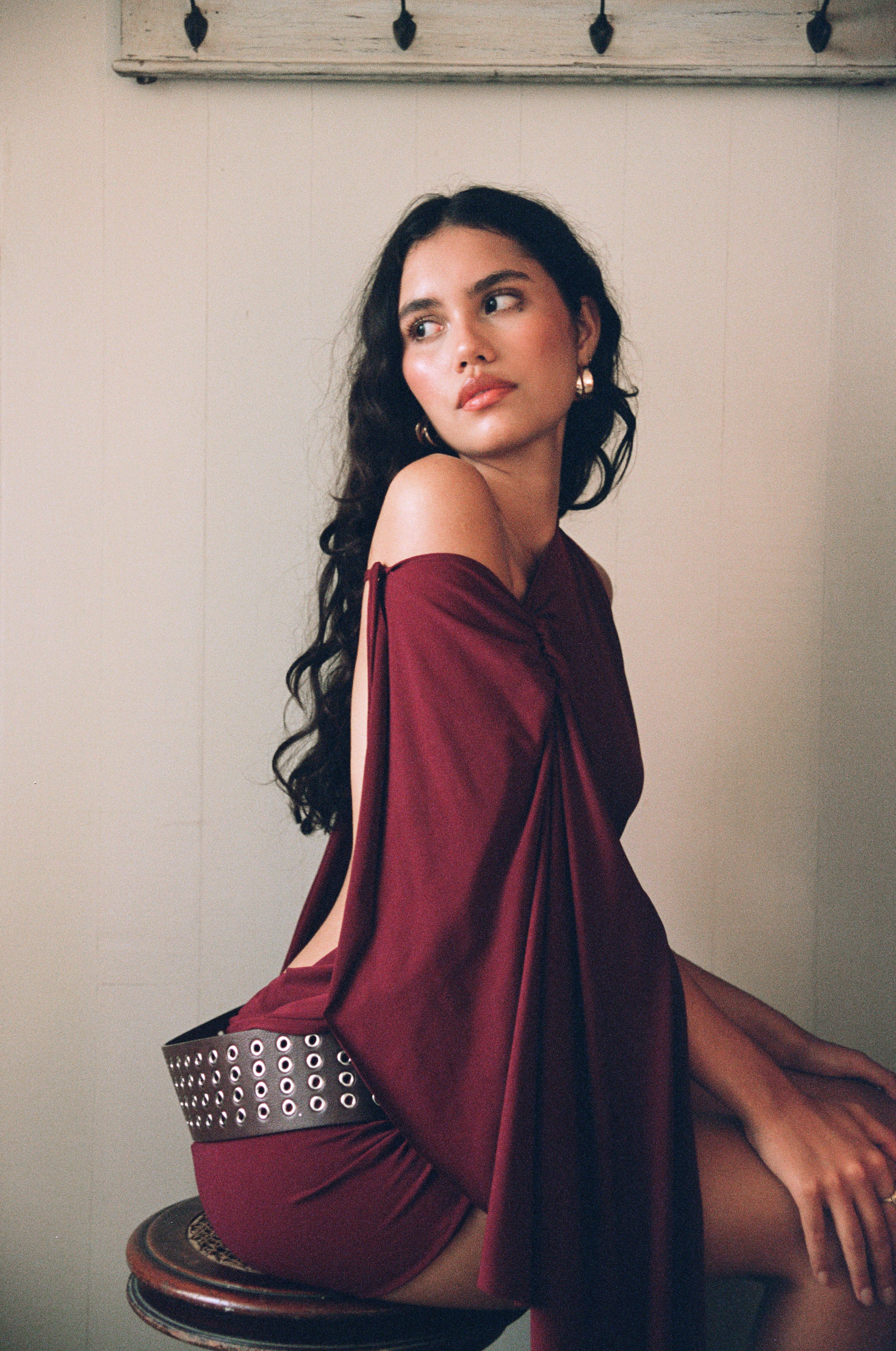 Cindys Slinky Swarovski Cherry Wine Mini Dress