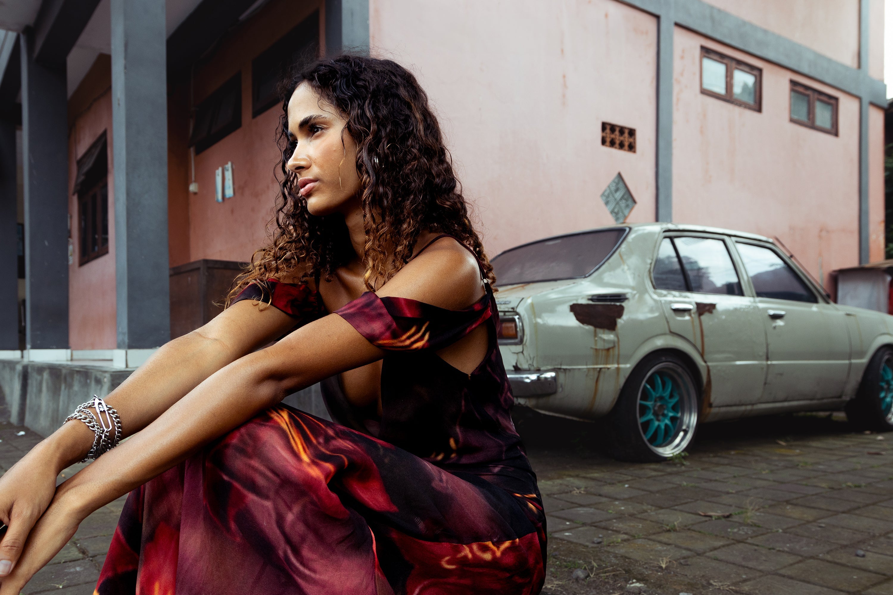 Red Lily Of The Valley Silk Dress